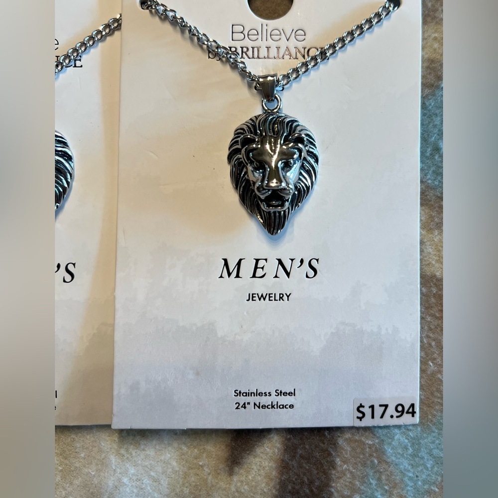 Stainless Steel Lion Statement Pendant w/ 24” stainless chain
